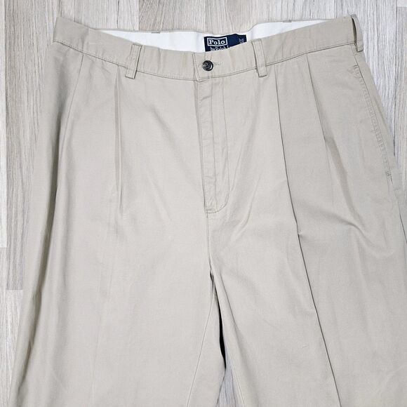 Polo Ralph Lauren Mens Tan Pleated Dress Pants Hammond 36×34 - Picture 3 of 12